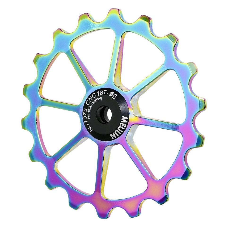 Rueda de guía de línea trasera de bicicleta 18 dientes de color velocidad variable aleación de aluminio cerámica peilin rodamiento bicicleta de montaña rueda de tensión al por mayor