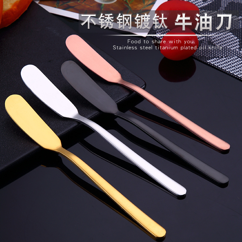 Cross-Border Creative Golden Butter Knife 304 Stainless Steel Butter Knife Long Handle Butter Knife Jam Spreader Baking Scraper