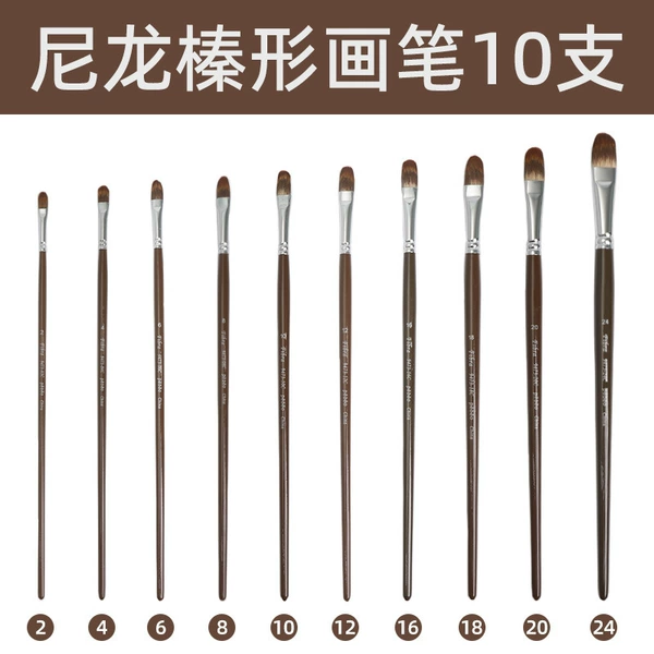 Nylon brush, acrylic, gouache, full set, 10 pieces