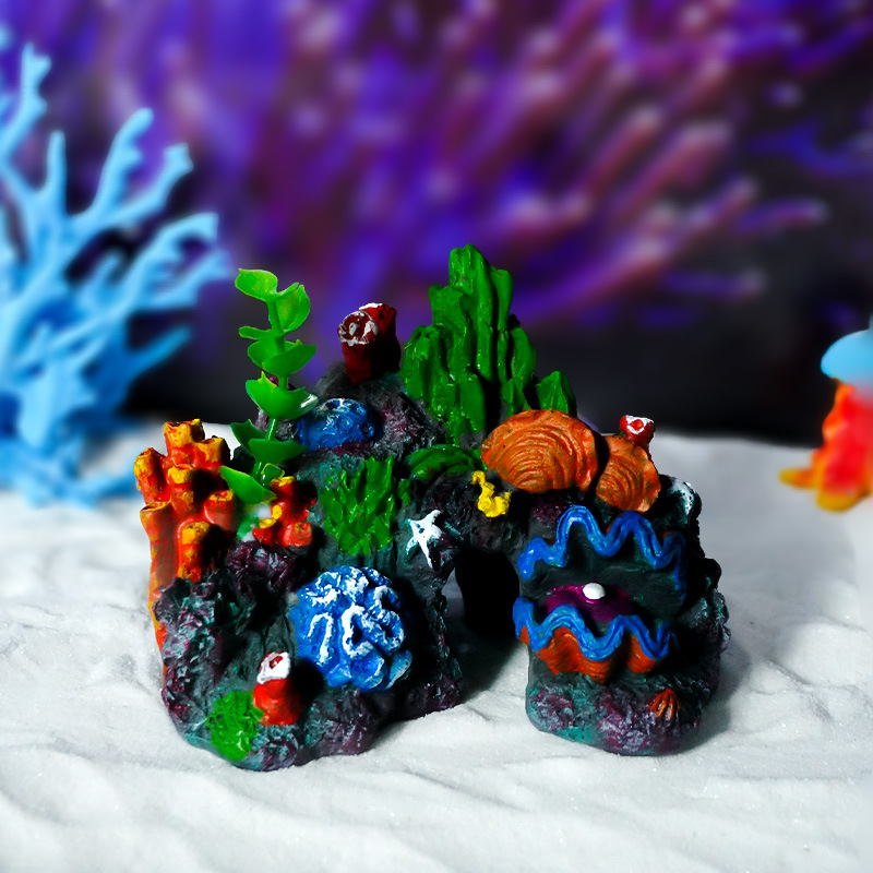 Musgo real decoración de arrecifes de coral acuario decoración paisajismo subacuático piedra resina rocalla refugio casa