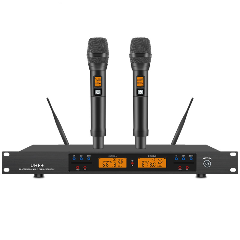 Microphone Infrared Frequency Metal Wireless Microphone One-To-Two Professional Stage Performance Ktv Singing Handheld Microphone