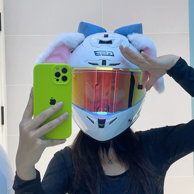Motosiklet dəbilqələri Plush Quick Detachable Cat Ear