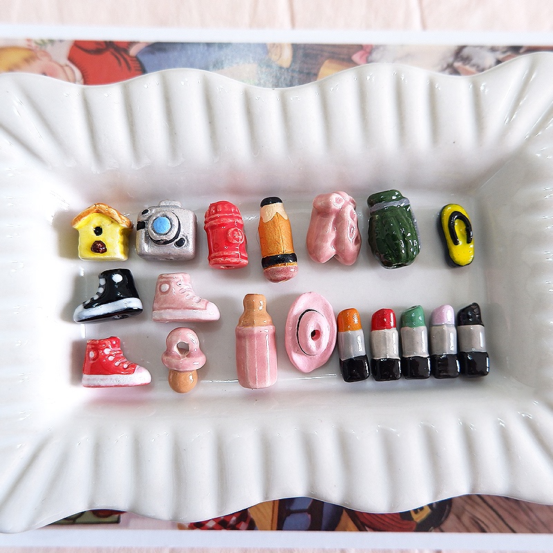 Objects Hand-Painted Cute Peruvian Ceramic Beads DIY Handmade Beaded Necklace Bracelet Earrings Jewelry Materials