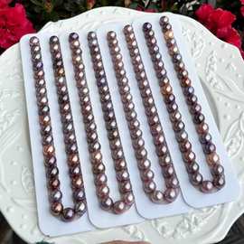 10-11mm天然淡水珍珠爱迪生正圆皮滑 紫珠项链DIY半成品珍珠项链