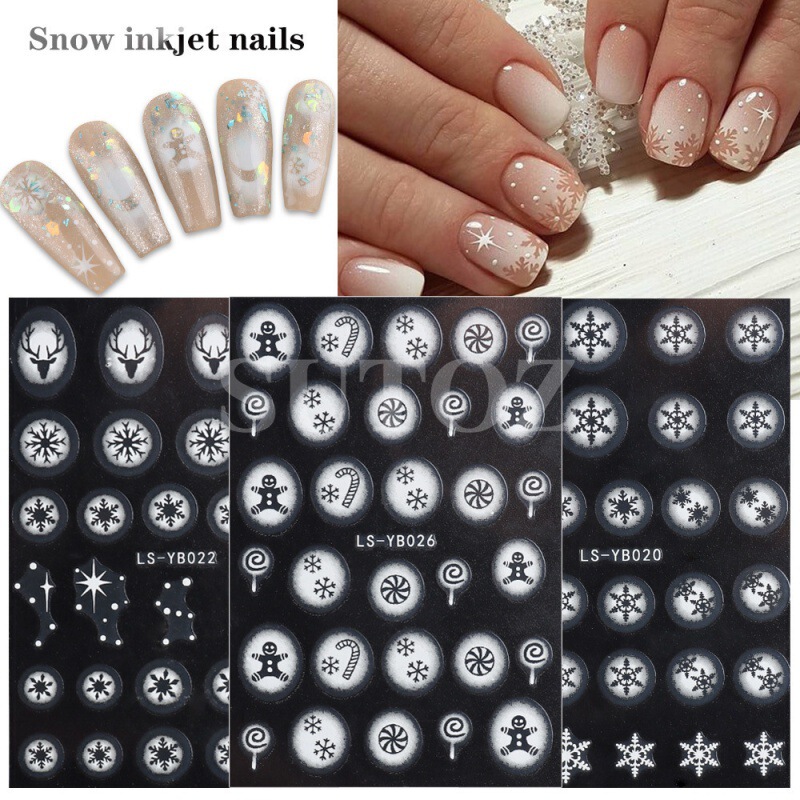 2022 Cross-border New Nail Art Post Spray-painted French Christmas Snowflake Elk Cartoon Candy 3D Adhesive Sticker 2022 Cross-border New Nail Art Post Spray-painted French Christmas Snowflake Elk Cartoon Candy 3D Adhesive Sticker
