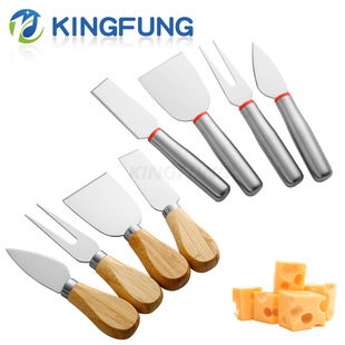 Hot-Selling Cheese Knife Set with Bamboo Handle, Cake Cheese Stainless Steel Four-Piece Set, Butter Cutter Cheese Knife