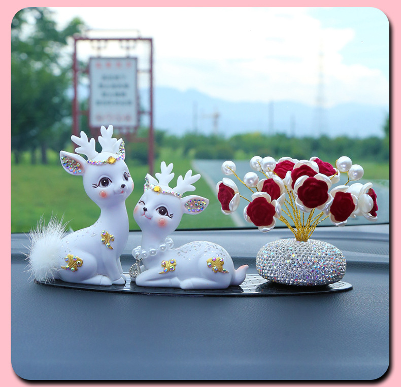 New Car Interior Decoration Ornament: "Safe Journey" Deer, High-End Goddess Dashboard Cloud Deer for Vehicles