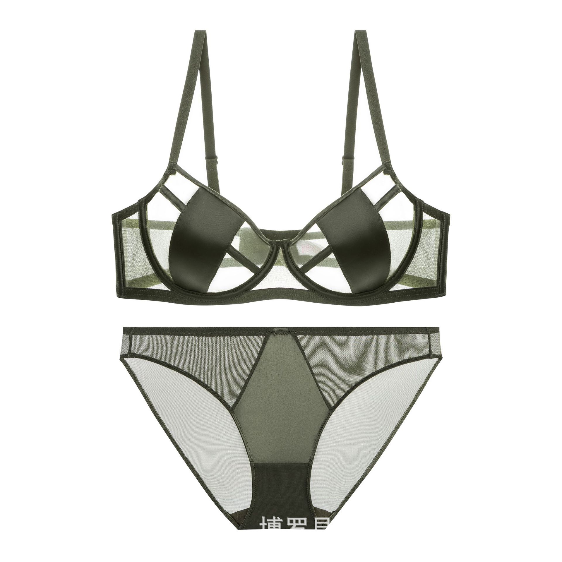 Ropa interior de encaje transfronterizo para mujer, sujetador sexy de verano, puro deseo, transpirable, ultrafino, pechos grandes que muestran un conjunto de ropa interior de sujetador pequeño