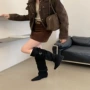 高筒尖头内增高辣妹西部靴