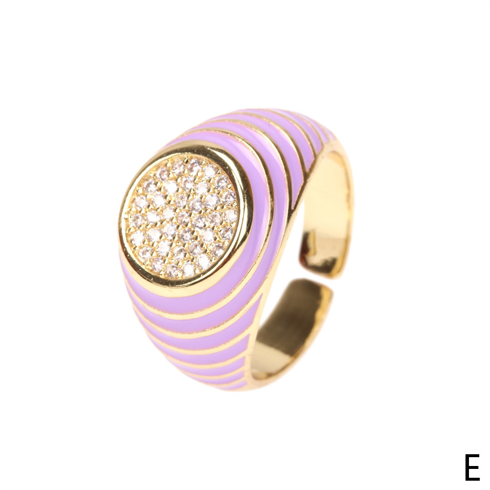 Cute Candy Color Zircon New Trendy Fashion Personality Copper Drip Oil Ring Wholesale display picture 9