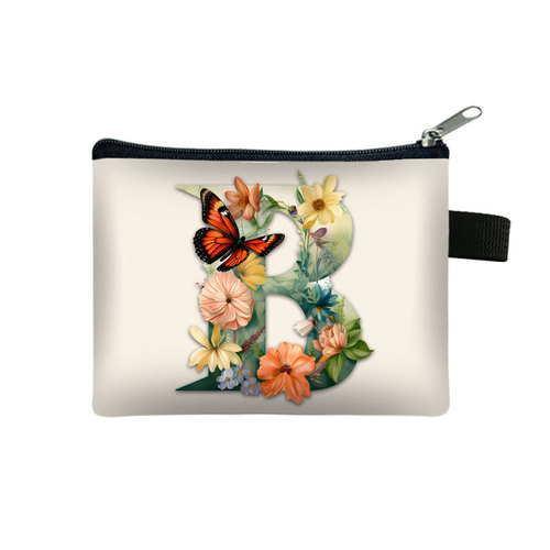 2025 New Butterfly Flower Letter Print Fabric Boho Style Small Purse Portable Card Holder Mini Purse