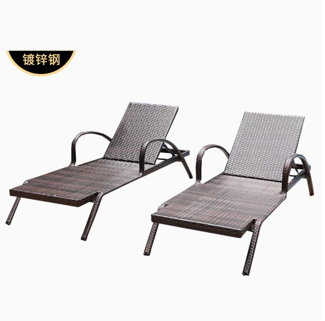 Cama de playa al aire libre sillón de playa piscina sillón de seda muebles balcón mesas de ocio sillas de caña siesta silla imitación de caña