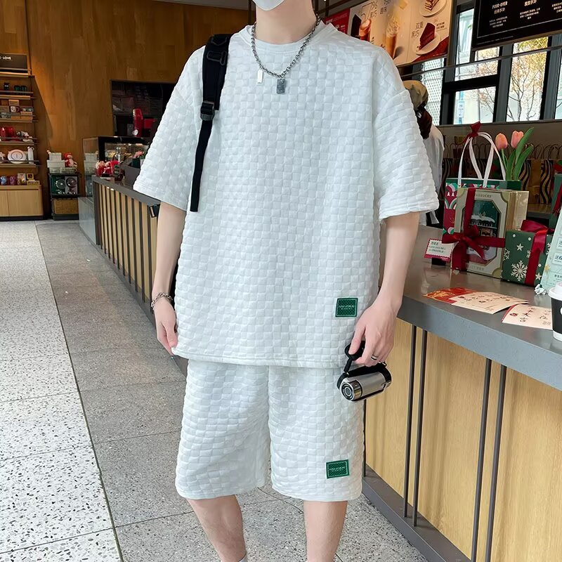 Summer Fashion Casual Sports Cool and Handsome Outfit Set for Boys, Plus-Size Stylish Complete Short-Sleeve Set