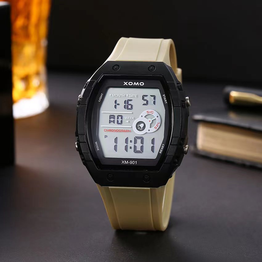 Reloj electrónico deportivo para estudiantes de comercio exterior Reloj despertador luminoso multifuncional para hombres y mujeres Reloj electrónico de cubo pequeño verde matcha impermeable