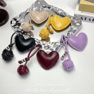 New PU pendant niche leather cotton love woven ball pendant exquisite creative oil wax skin love keychain