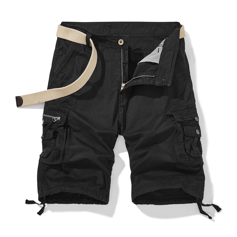 Pantalones cortos deportivos de verano para hombre, ropa de trabajo de marca a la moda, con múltiples bolsillos, corte holgado, talla grande, pantalones cortos informales de longitud media, estilo fino.