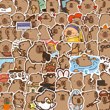 100张可爱卡皮巴拉水豚贴纸爆款高颜值动物diy装饰手机壳防水贴画