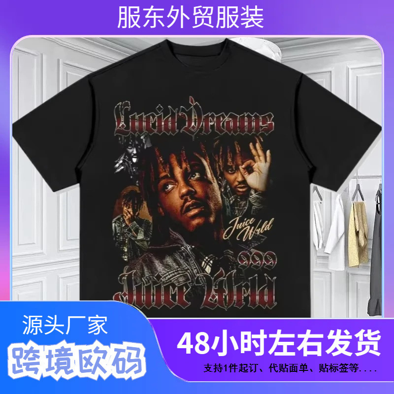 2025 New Juice Wrld Hip Hop Cotton Printed Short Sleeve Men Women High Quality Luxury Streetwear T-Shirt
