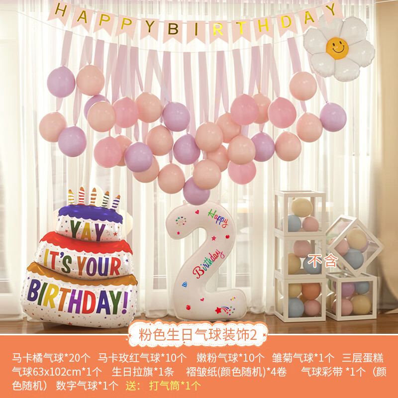 Decoración de Globo de cumpleaños rosa 2