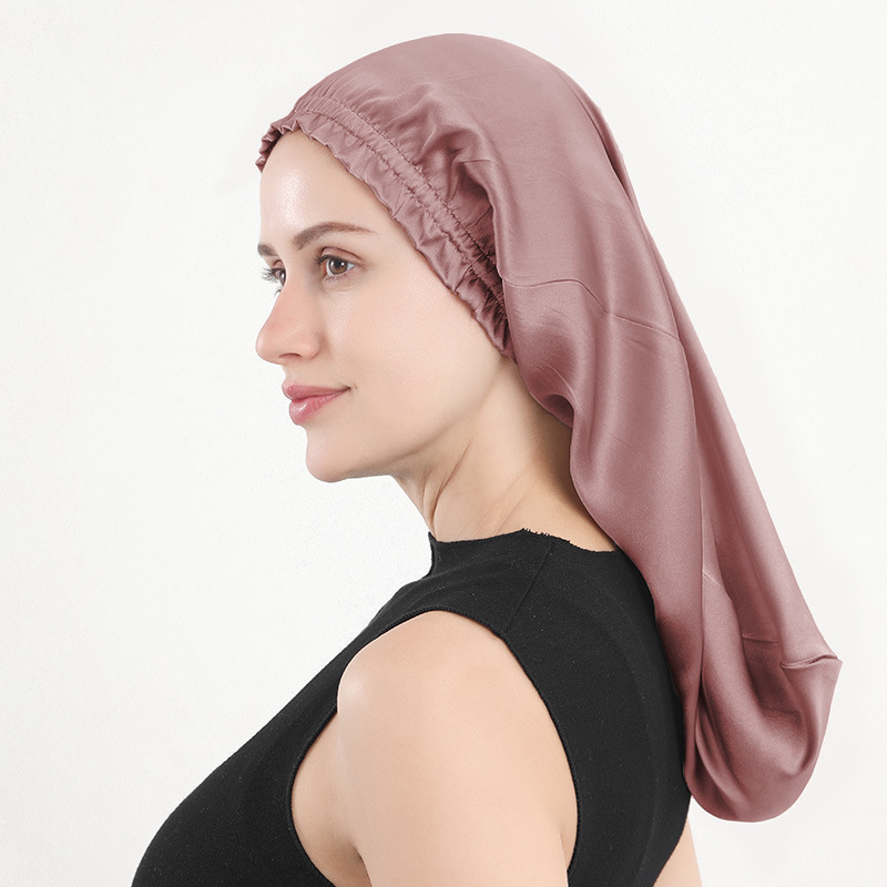 新作 シルクナイトキャップ 16匁桑蚕シルク ロングヘアキャップ フリル付きロングキャップ ホームヘアケアキャップ Amazon