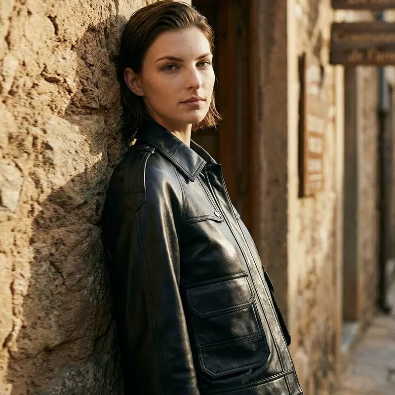 秋冬新款海宁真皮皮衣女短款翻领机车夹克美式复古辣妹修身显瘦