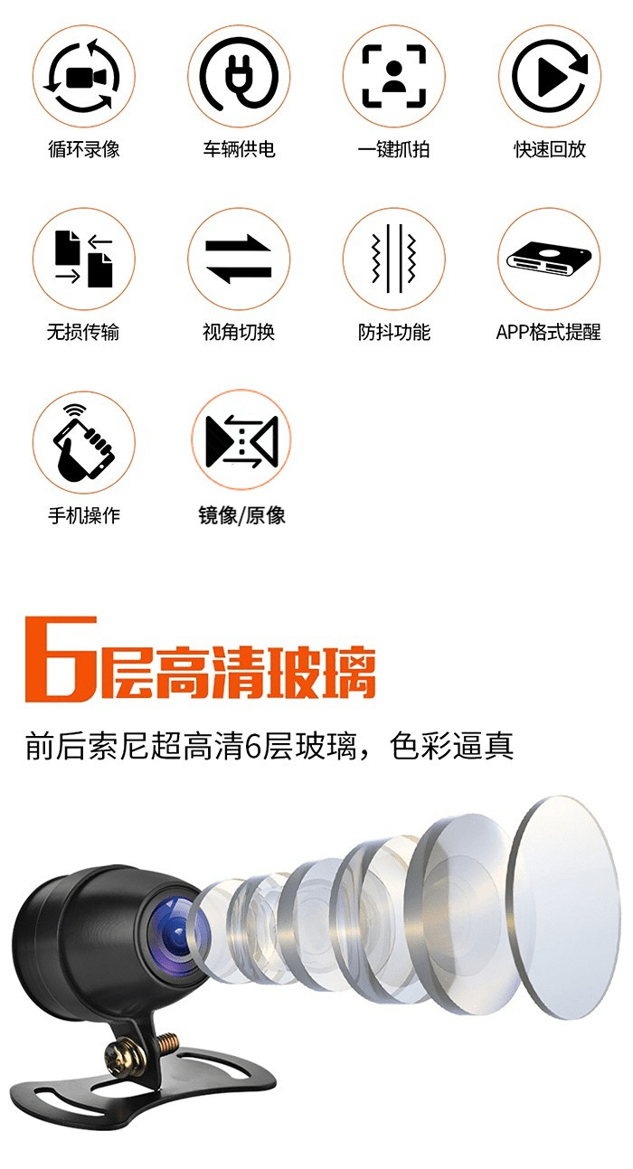 Motorcycle Driving Recorder Wifi with Gps+High-Definition Dual-Lens Camera Waterproof Electric Vehicle Riding Recorder