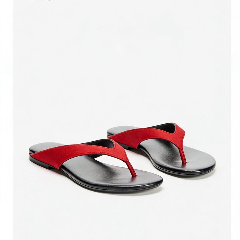French-Style Flip-Flops for Women, Summer Outdoor Wear, Non-Slip Beach Sandals, Genuine Leather Slippers, Simple and Fashionable Flat Sandals