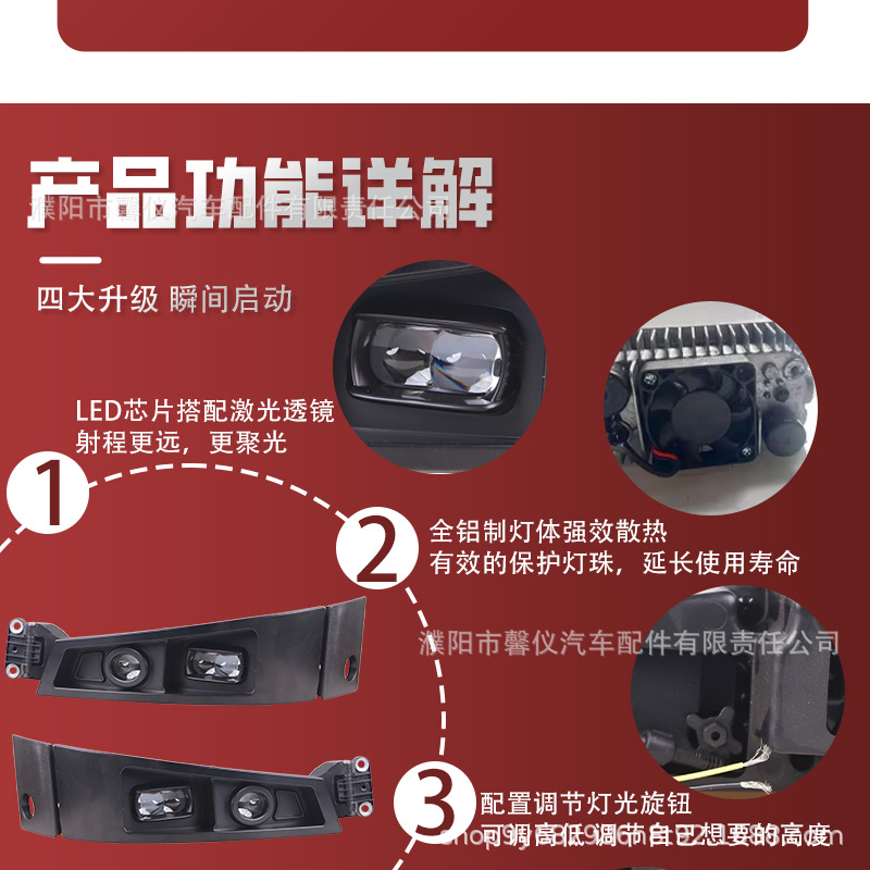 Suitable for Volvo Fm460 Fm500Ledx Lens Fog Lights, Volvo Truck Anti-Fog Light Assembly