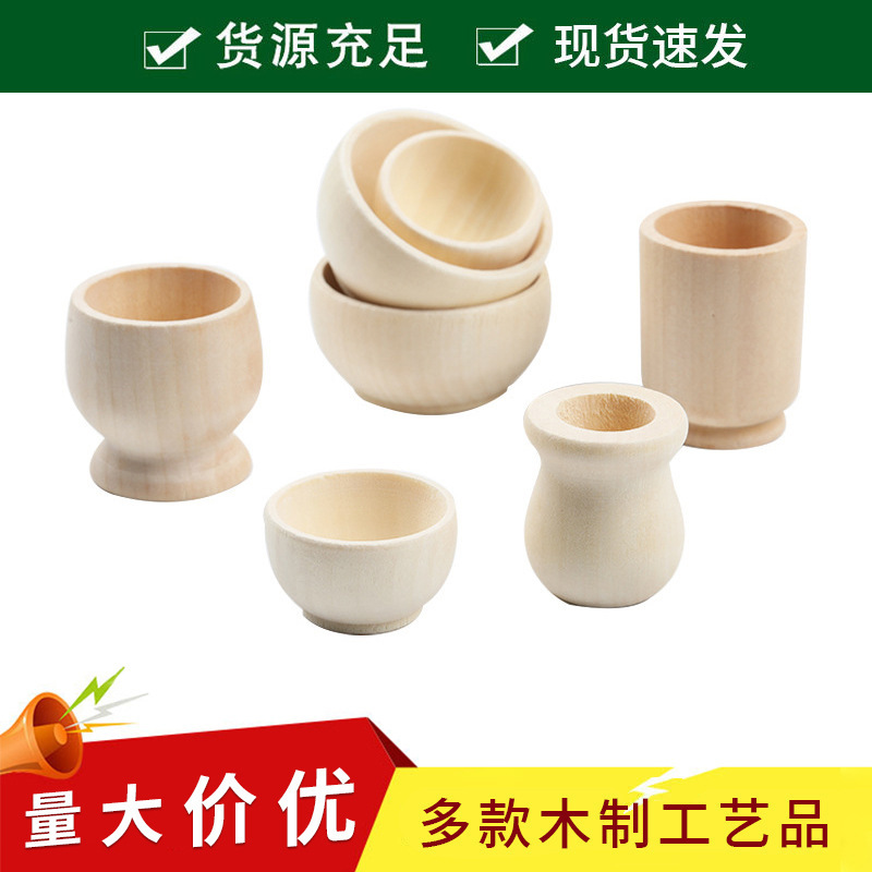 Easter diy home decoration ornaments creative children painted wood toys log color wooden bowl jar accessories