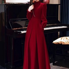 敬酒服新娘秋季连衣裙女2025秋冬新款长袖气质结婚晚礼服长款裙子