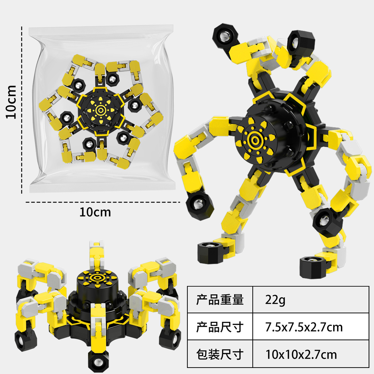 Fidget Spinner Deformable con Luz para Niños de Plástico ABS Giratorio