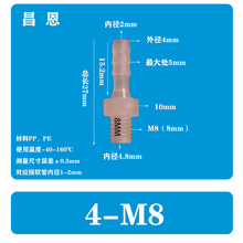 4-M8耐高温 耐腐 PP塑料外丝直宝塔M5M6外丝直通管卫生接头M10