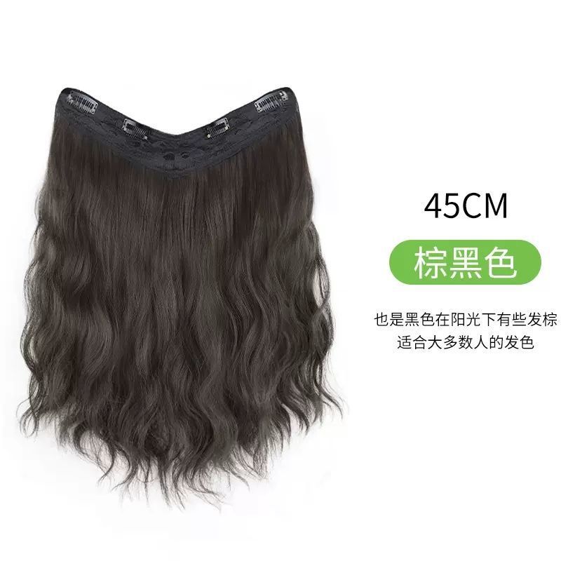 Peluca de las mujeres de pelo largo de una pieza en forma de U esponjoso extensión del pelo pieza sin fisuras simulación ondulación del agua peluca de pelo rizado pieza