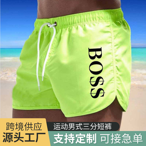 2024 AliExpress New Men's Fashion Beach Shorts Polyester Quick-Dry Multicolor Sports Men's Three-Quarter Shorts