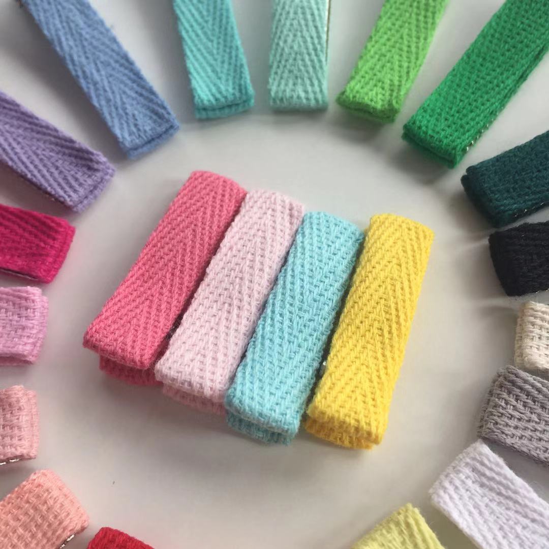 子供のヘアピン工場供給キャンディーカラーのヘリンボーン綿布オールインクルーシブダブルフォークカモノハシクリップ女の子アクセサリー卸売印刷