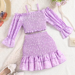 2025 Wholesale Girls 2-Piece Set T-Shirt with Skirt Summer