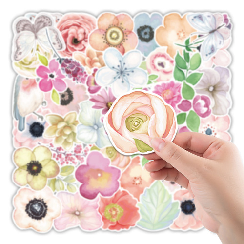 50 new plant flower series graffiti stickers motorcycle desk wall decoration stickers pocket stickers