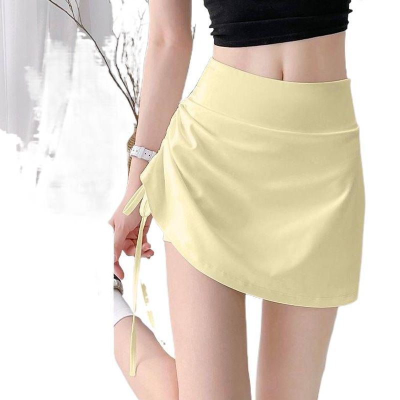Falso de dos piezas de falda deportiva para mujeres 2026 nuevo verano cintura alta caderas trajes de yoga de cuerda falda de cuerpo de acondicionamiento anti-descalzo image 5