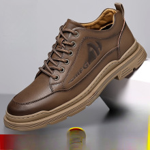 头层牛皮男鞋冬季真皮商务休闲皮鞋内增高加绒棉鞋高帮马丁短靴子