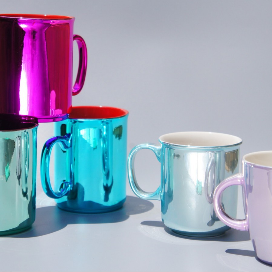 马克杯定制加工瓷器 电镀 镀铬 镀金 镀银 珠光瓷 镜面瓷 倒影瓷