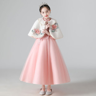 Girls' Warm Shawl Children's Windshield Coat Thickened Cloak for Going Out Little Girl's Cloak Warm Princess Western Style Winter