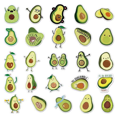 50 cartoon diy avocado personalized ins style fruit graffiti laptop luggage stationery stickers