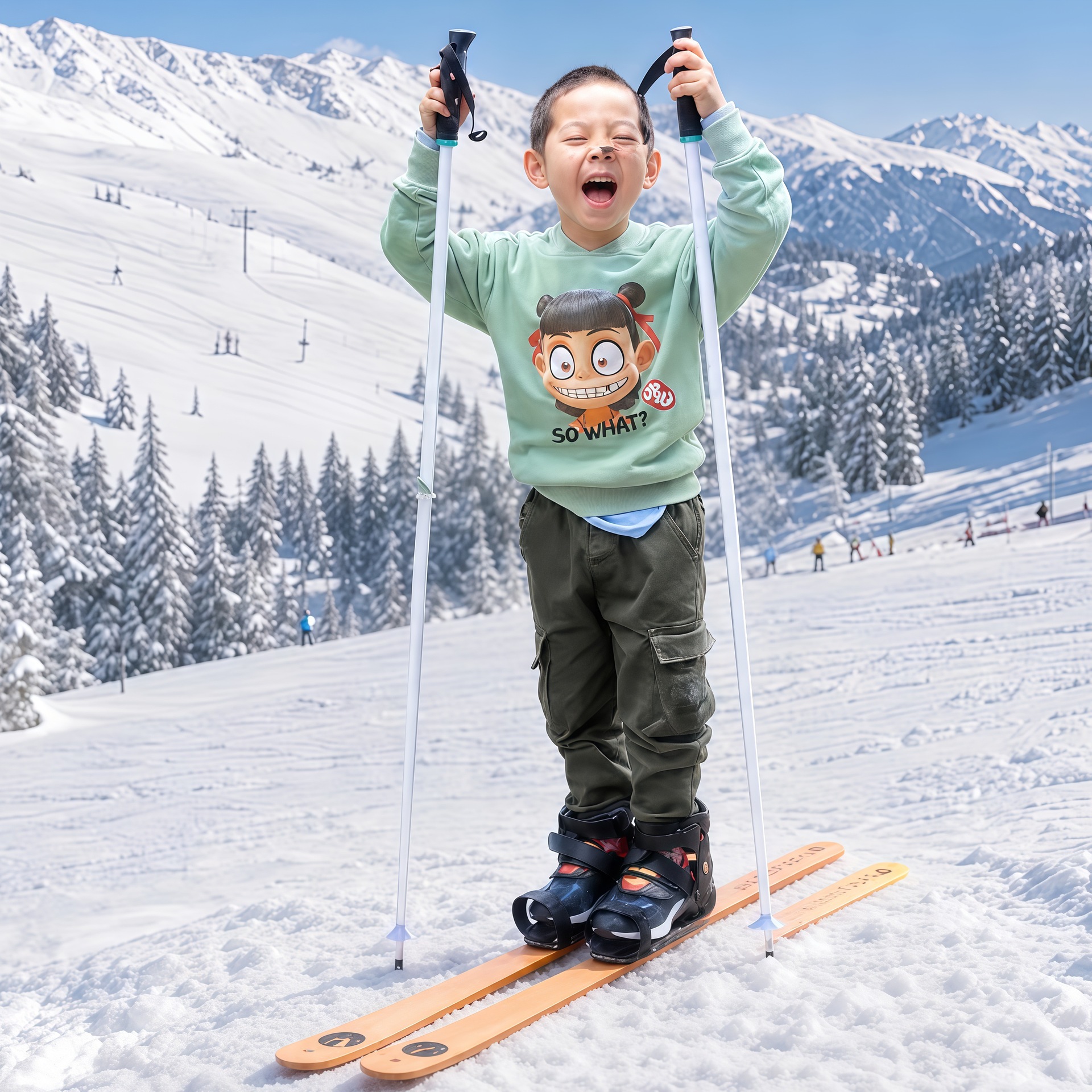 Ash Wood Adult Ski Single Board Double Board Set Ski Window Display Children's Sled Board