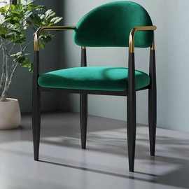 设计师TJKMLB茶台椅轻奢新中式泡茶椅主人椅简约绒布家用餐椅麻将