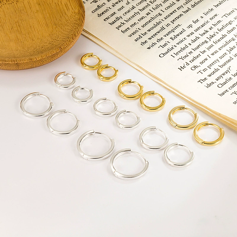 Трансграничные европейские и американские квадратные глянцевые кружки с покрытием 18-каратного золота нишевые серьги премиум-класса модные простые темпераментные серьги