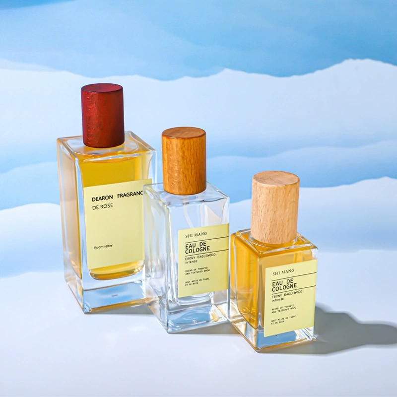 Парфюмерная бутылка с деревянной крышкой для разлива стекла 30ml прямоугольная стеклянная бутылка для распыления 50ml парфюмерная бутылка голая бутылка с высоким значением