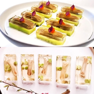 Long Crystal Duck Tongue Jelly Baked Silicone Mold Artistic Conception Cold Dish Creative Presentation Gourmet Tofu Fermented Goose Liver Mango