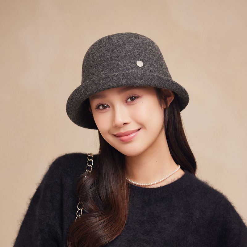 秋冬季复古羊毛渔夫帽子新款女气质简约盆帽卷边时尚显脸小帽子潮|undefined