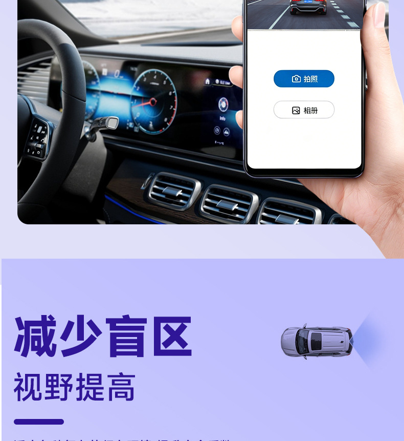 Four-channel dashcam, new 4K high-definition model, with WiFi 6, starlight night vision, and 360-degree recording ° Panoramic view with a wide-angle fisheye lens