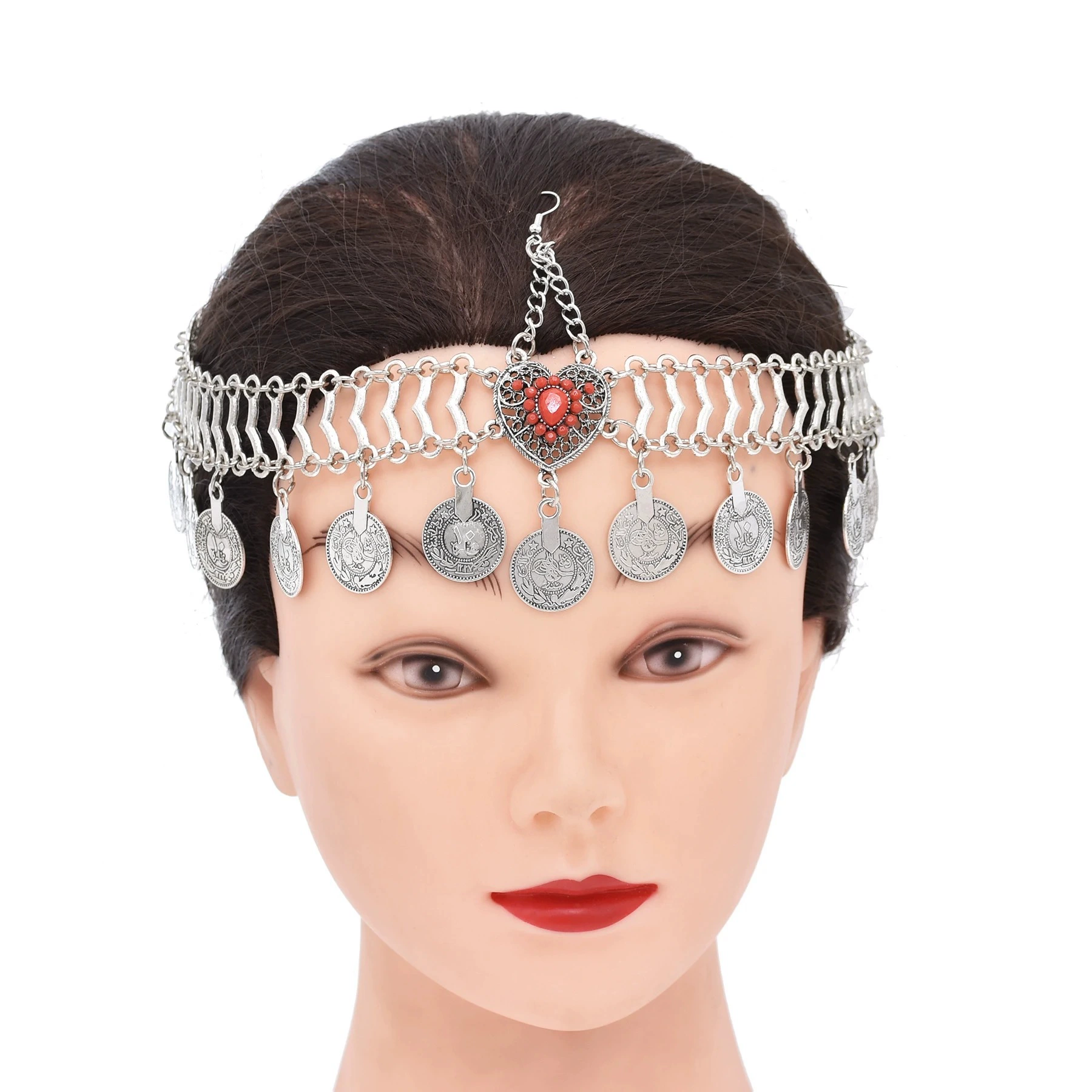 Эthnic hair accessory, headband, coins, ethnic style, micro incrustation, boho style